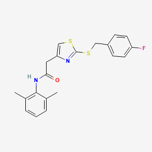 molecular formula C20H19FN2OS2 B2466007 N-(2,6-dimethylphenyl)-2-(2-((4-fluorobenzyl)thio)thiazol-4-yl)acetamide CAS No. 941984-59-4