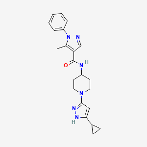 molecular formula C22H26N6O B2466017 N-(1-(5-cyclopropyl-1H-pyrazol-3-yl)piperidin-4-yl)-5-methyl-1-phenyl-1H-pyrazole-4-carboxamide CAS No. 2034205-52-0