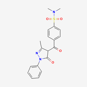 molecular formula C19H19N3O4S B2466020 N,N-dimethyl-4-(3-methyl-5-oxo-1-phenyl-4,5-dihydro-1H-pyrazole-4-carbonyl)benzenesulfonamide CAS No. 1021137-17-6