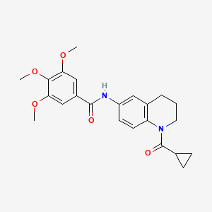 molecular formula C23H26N2O5 B2466034 N-(1-cyclopropanecarbonyl-1,2,3,4-tetrahydroquinolin-6-yl)-3,4,5-trimethoxybenzamide CAS No. 946367-15-3