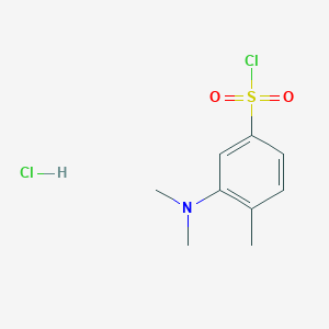 molecular formula C9H13Cl2NO2S B2466057 3-(Dimethylamino)-4-methylbenzene-1-sulfonyl chloride hydrochloride CAS No. 1384431-06-4