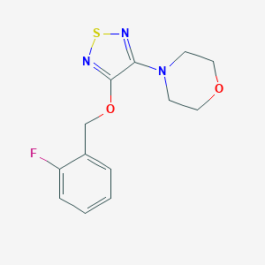 molecular formula C13H14FN3O2S B246606 4-{4-[(2-FLUOROPHENYL)METHOXY]-1,2,5-THIADIAZOL-3-YL}MORPHOLINE 