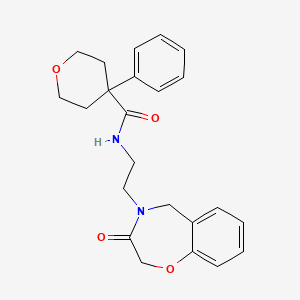 molecular formula C23H26N2O4 B2466068 N-[2-(3-oxo-2,3,4,5-tetrahydro-1,4-benzoxazepin-4-yl)ethyl]-4-phenyloxane-4-carboxamide CAS No. 1903843-70-8
