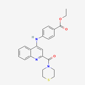 molecular formula C23H23N3O3S B2466093 Ethyl 4-{[2-(thiomorpholine-4-carbonyl)quinolin-4-yl]amino}benzoate CAS No. 1226440-17-0