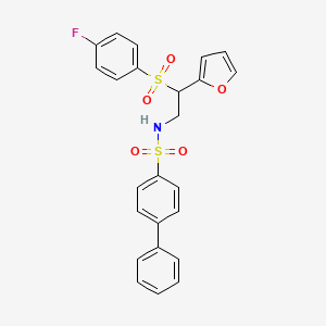 molecular formula C24H20FNO5S2 B2466098 N-[2-(4-fluorobenzenesulfonyl)-2-(furan-2-yl)ethyl]-[1,1'-biphenyl]-4-sulfonamide CAS No. 896328-77-1