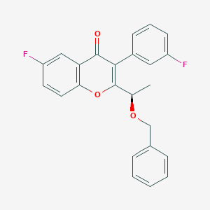 molecular formula C24H18F2O3 B2466108 (R)-2-(1-(benzyloxy)ethyl)-6-fluoro-3-(3-fluorophenyl)-4H-chromen-4-one CAS No. 1479107-53-3