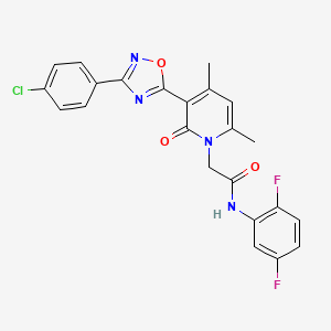 molecular formula C23H17ClF2N4O3 B2466123 2-{3-[3-(4-chlorophenyl)-1,2,4-oxadiazol-5-yl]-4,6-dimethyl-2-oxo-1,2-dihydropyridin-1-yl}-N-(2,5-difluorophenyl)acetamide CAS No. 946242-65-5