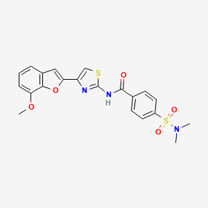 molecular formula C21H19N3O5S2 B2466135 4-(dimethylsulfamoyl)-N-[4-(7-methoxy-1-benzofuran-2-yl)-1,3-thiazol-2-yl]benzamide CAS No. 921796-46-5