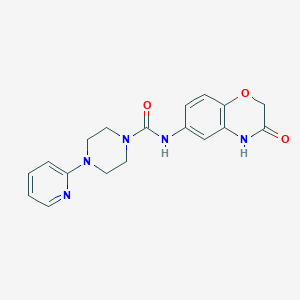 molecular formula C18H19N5O3 B2466147 N-(3-oxo-3,4-dihydro-2H-1,4-benzoxazin-6-yl)-4-(2-pyridinyl)tetrahydro-1(2H)-pyrazinecarboxamide CAS No. 685107-80-6