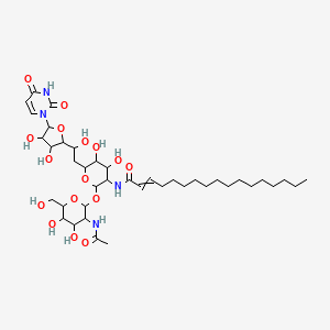 molecular formula C40H66N4O16 B2466162 N-[2-[3-acetamido-4,5-dihydroxy-6-(hydroxymethyl)oxan-2-yl]oxy-6-[2-[5-(2,4-dioxopyrimidin-1-yl)-3,4-dihydroxyoxolan-2-yl]-2-hydroxyethyl]-4,5-dihydroxyoxan-3-yl]heptadec-2-enamide CAS No. 73942-08-2