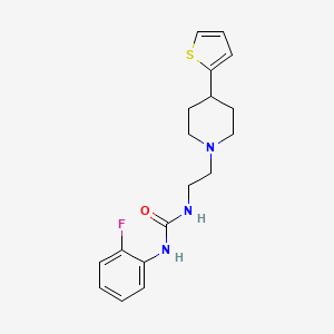 molecular formula C18H22FN3OS B2466189 1-(2-Fluorophenyl)-3-(2-(4-(thiophen-2-yl)piperidin-1-yl)ethyl)urea CAS No. 1428365-69-8