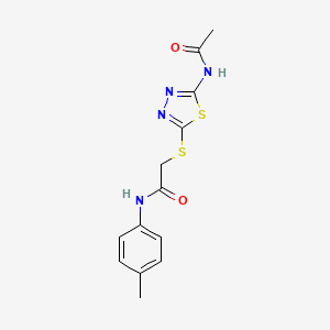 molecular formula C13H14N4O2S2 B2466191 2-[(5-acetamido-1,3,4-thiadiazol-2-yl)sulfanyl]-N-(4-methylphenyl)acetamide CAS No. 392291-21-3