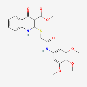 molecular formula C22H22N2O7S B2466194 Methyl 4-oxo-2-((2-oxo-2-((3,4,5-trimethoxyphenyl)amino)ethyl)thio)-1,4-dihydroquinoline-3-carboxylate CAS No. 932550-71-5