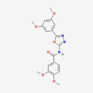 molecular formula C19H19N3O6 B2466215 N-[5-(3,5-dimethoxyphenyl)-1,3,4-oxadiazol-2-yl]-3,4-dimethoxybenzamide CAS No. 941997-76-8