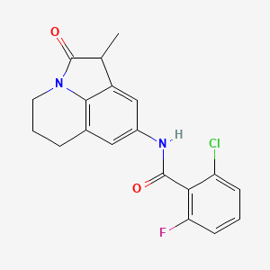 molecular formula C19H16ClFN2O2 B2466246 2-Chloro-6-fluoro-N-(3-methyl-2-oxo-1-azatricyclo[6.3.1.04,12]dodeca-4,6,8(12)-trien-6-yl)benzamide CAS No. 898411-03-5