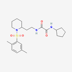 molecular formula C22H33N3O4S B2466251 N-cyclopentyl-N'-{2-[1-(2,5-dimethylbenzenesulfonyl)piperidin-2-yl]ethyl}ethanediamide CAS No. 898461-11-5