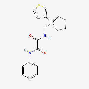 molecular formula C18H20N2O2S B2466276 N1-phenyl-N2-((1-(thiophen-3-yl)cyclopentyl)methyl)oxalamide CAS No. 2034518-52-8
