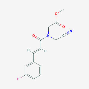 molecular formula C14H13FN2O3 B2466288 Methyl 2-[cyanomethyl-[(E)-3-(3-fluorophenyl)prop-2-enoyl]amino]acetate CAS No. 1385617-70-8