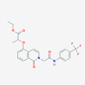 molecular formula C23H21F3N2O5 B2466293 ethyl 2-{[1-oxo-2-({[4-(trifluoromethyl)phenyl]carbamoyl}methyl)-1,2-dihydroisoquinolin-5-yl]oxy}propanoate CAS No. 868224-67-3