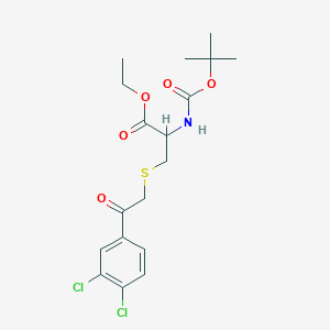 molecular formula C18H23Cl2NO5S B2466312 Ethyl 2-[(tert-butoxycarbonyl)amino]-3-{[2-(3,4-dichlorophenyl)-2-oxoethyl]sulfanyl}propanoate CAS No. 1101164-92-4