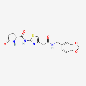 N-(4-(2-((benzo[d][1,3]dioxol-5-ylmethyl)amino)-2-oxoethyl)thiazol-2-yl)-5-oxopyrrolidine-2-carboxamide
