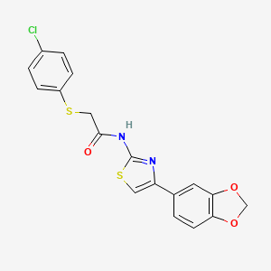 N-(4-(benzo[d][1,3]dioxol-5-yl)thiazol-2-yl)-2-((4-chlorophenyl)thio)acetamide