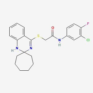 B2466332 N-(3-chloro-4-fluorophenyl)-2-{1'H-spiro[cycloheptane-1,2'-quinazoline]sulfanyl}acetamide CAS No. 893788-17-5