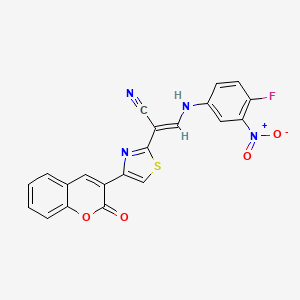 (E)-3-((4-fluoro-3-nitrophenyl)amino)-2-(4-(2-oxo-2H-chromen-3-yl)thiazol-2-yl)acrylonitrile