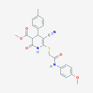 molecular formula C24H23N3O5S B2466350 Methyl 5-cyano-2-hydroxy-6-({2-[(4-methoxyphenyl)amino]-2-oxoethyl}sulfanyl)-4-(4-methylphenyl)-3,4-dihydropyridine-3-carboxylate CAS No. 370851-61-9