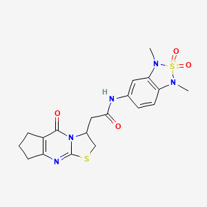 N-(1,3-dimethyl-2,2-dioxido-1,3-dihydrobenzo[c][1,2,5]thiadiazol-5-yl)-2-(5-oxo-2,3,5,6,7,8-hexahydrocyclopenta[d]thiazolo[3,2-a]pyrimidin-3-yl)acetamide
