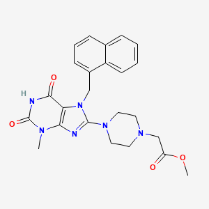 molecular formula C24H26N6O4 B2466386 methyl 2-(4-(3-methyl-7-(naphthalen-1-ylmethyl)-2,6-dioxo-2,3,6,7-tetrahydro-1H-purin-8-yl)piperazin-1-yl)acetate CAS No. 898420-04-7