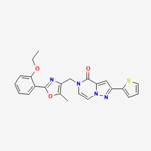 molecular formula C23H20N4O3S B2466404 5-((2-(2-ethoxyphenyl)-5-methyloxazol-4-yl)methyl)-2-(thiophen-2-yl)pyrazolo[1,5-a]pyrazin-4(5H)-one CAS No. 1358222-74-8