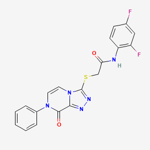 molecular formula C19H13F2N5O2S B2466407 N-(2,4-difluorophenyl)-2-((8-oxo-7-phenyl-7,8-dihydro-[1,2,4]triazolo[4,3-a]pyrazin-3-yl)thio)acetamide CAS No. 1242858-01-0