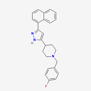 molecular formula C25H24FN3 B2466410 1-[(4-fluorophenyl)methyl]-4-(3-naphthalen-1-yl-1H-pyrazol-5-yl)piperidine CAS No. 1030386-14-1