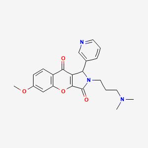 molecular formula C22H23N3O4 B2466423 2-(3-(Dimethylamino)propyl)-6-methoxy-1-(pyridin-3-yl)-1,2-dihydrochromeno[2,3-c]pyrrole-3,9-dione CAS No. 879580-41-3