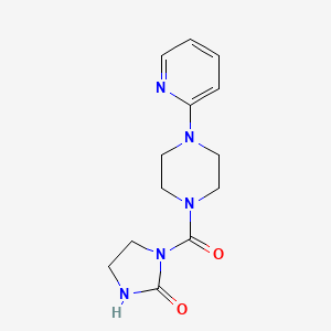 molecular formula C13H17N5O2 B2466434 1-(4-(Pyridin-2-yl)piperazine-1-carbonyl)imidazolidin-2-one CAS No. 2034417-31-5