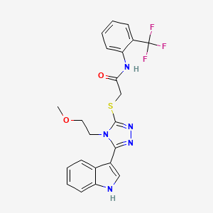 molecular formula C22H20F3N5O2S B2466440 2-((5-(1H-indol-3-yl)-4-(2-methoxyethyl)-4H-1,2,4-triazol-3-yl)thio)-N-(2-(trifluoromethyl)phenyl)acetamide CAS No. 852144-85-5