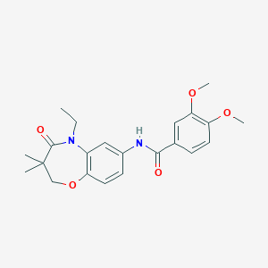 molecular formula C22H26N2O5 B2466445 N-(5-ethyl-3,3-dimethyl-4-oxo-2,3,4,5-tetrahydro-1,5-benzoxazepin-7-yl)-3,4-dimethoxybenzamide CAS No. 921560-29-4