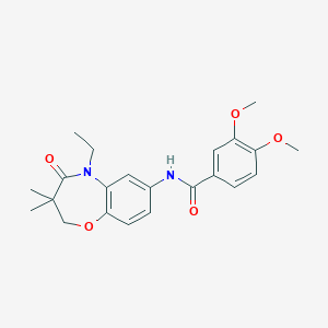 molecular formula C22H26N2O5 B2466445 N-(5-ethyl-3,3-dimethyl-4-oxo-2,3,4,5-tetrahydrobenzo[b][1,4]oxazepin-7-yl)-3,4-dimethoxybenzamide CAS No. 921560-29-4
