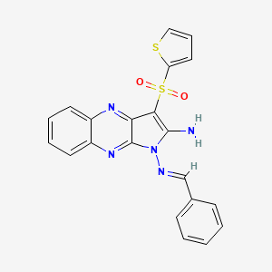 (E)-N1-benzylidene-3-(thiophen-2-ylsulfonyl)-1H-pyrrolo[2,3-b]quinoxaline-1,2-diamine