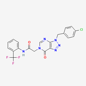 molecular formula C20H14ClF3N6O2 B2466454 2-[3-(4-chlorobenzyl)-7-oxo-3,7-dihydro-6H-[1,2,3]triazolo[4,5-d]pyrimidin-6-yl]-N-[2-(trifluoromethyl)phenyl]acetamide CAS No. 892475-16-0