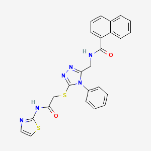 molecular formula C25H20N6O2S2 B2466459 N-{[4-phenyl-5-({[(1,3-thiazol-2-yl)carbamoyl]methyl}sulfanyl)-4H-1,2,4-triazol-3-yl]methyl}naphthalene-1-carboxamide CAS No. 393873-80-8