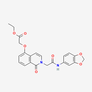 molecular formula C22H20N2O7 B2466466 ethyl 2-[(2-{[(2H-1,3-benzodioxol-5-yl)carbamoyl]methyl}-1-oxo-1,2-dihydroisoquinolin-5-yl)oxy]acetate CAS No. 868224-12-8