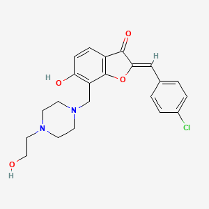 molecular formula C22H23ClN2O4 B2466480 (Z)-2-(4-chlorobenzylidene)-6-hydroxy-7-((4-(2-hydroxyethyl)piperazin-1-yl)methyl)benzofuran-3(2H)-one CAS No. 869078-43-3