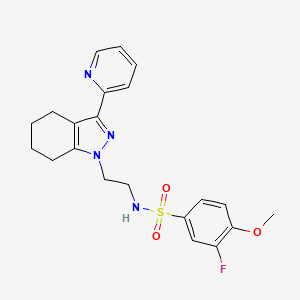 molecular formula C21H23FN4O3S B2466482 3-fluoro-4-methoxy-N-(2-(3-(pyridin-2-yl)-4,5,6,7-tetrahydro-1H-indazol-1-yl)ethyl)benzenesulfonamide CAS No. 1797816-01-3