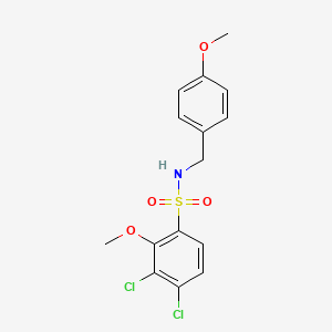 molecular formula C15H15Cl2NO4S B2466485 3,4-dichloro-2-methoxy-N-(4-methoxybenzyl)benzenesulfonamide CAS No. 667892-56-0