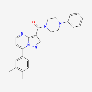 molecular formula C25H25N5O B2466488 (7-(3,4-Dimethylphenyl)pyrazolo[1,5-a]pyrimidin-3-yl)(4-phenylpiperazin-1-yl)methanone CAS No. 1207001-87-3