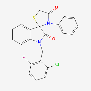 molecular formula C23H16ClFN2O2S B2466490 1-(2-chloro-6-fluorobenzyl)-3'-phenyl-4'H-spiro[indole-3,2'-[1,3]thiazolidine]-2,4'(1H)-dione CAS No. 894543-86-3