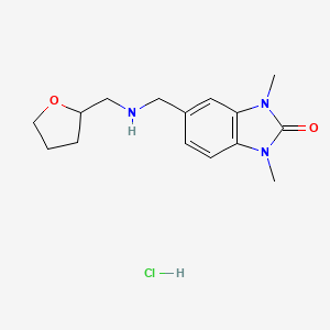 molecular formula C15H22ClN3O2 B2466491 1,3-Dimethyl-5-{[(tetrahydro-furan-2-ylmethyl)-amino]-methyl}-1,3-dihydro-benzoimidazol-2-one hydrochloride CAS No. 1046806-89-6