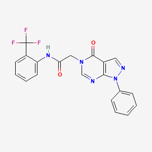 molecular formula C20H14F3N5O2 B2466500 2-(4-oxo-1-phenyl-1H-pyrazolo[3,4-d]pyrimidin-5(4H)-yl)-N-(2-(trifluoromethyl)phenyl)acetamide CAS No. 852440-19-8